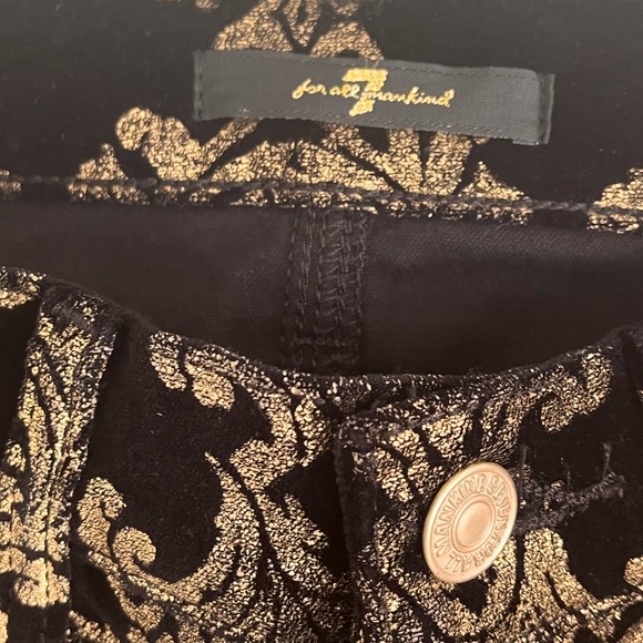 Velvet Stamped Gold Baroque print jeans, 7 For All Mankind - Picture 5 of 12